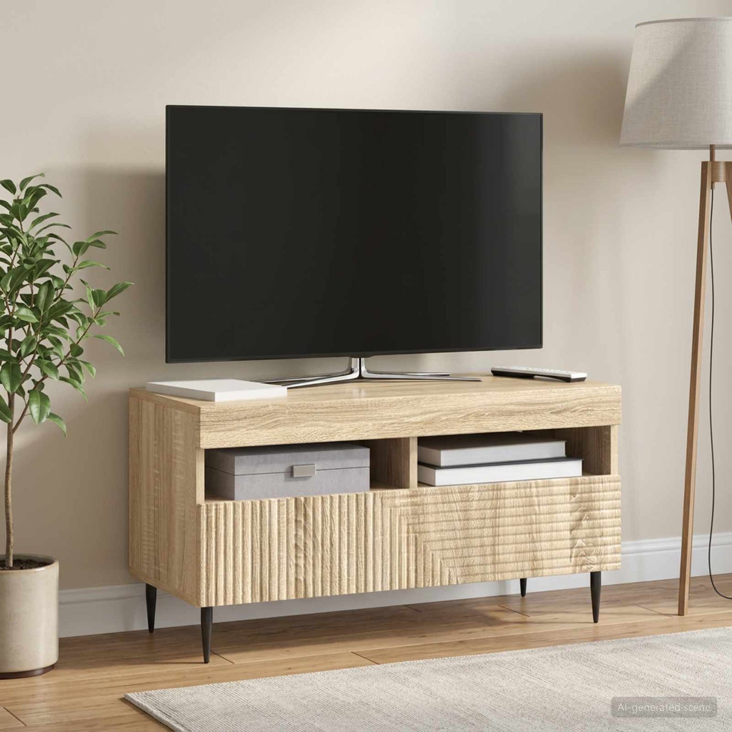 vidaXL LED TV Cabinet Sonoma Oak Engineered Wood