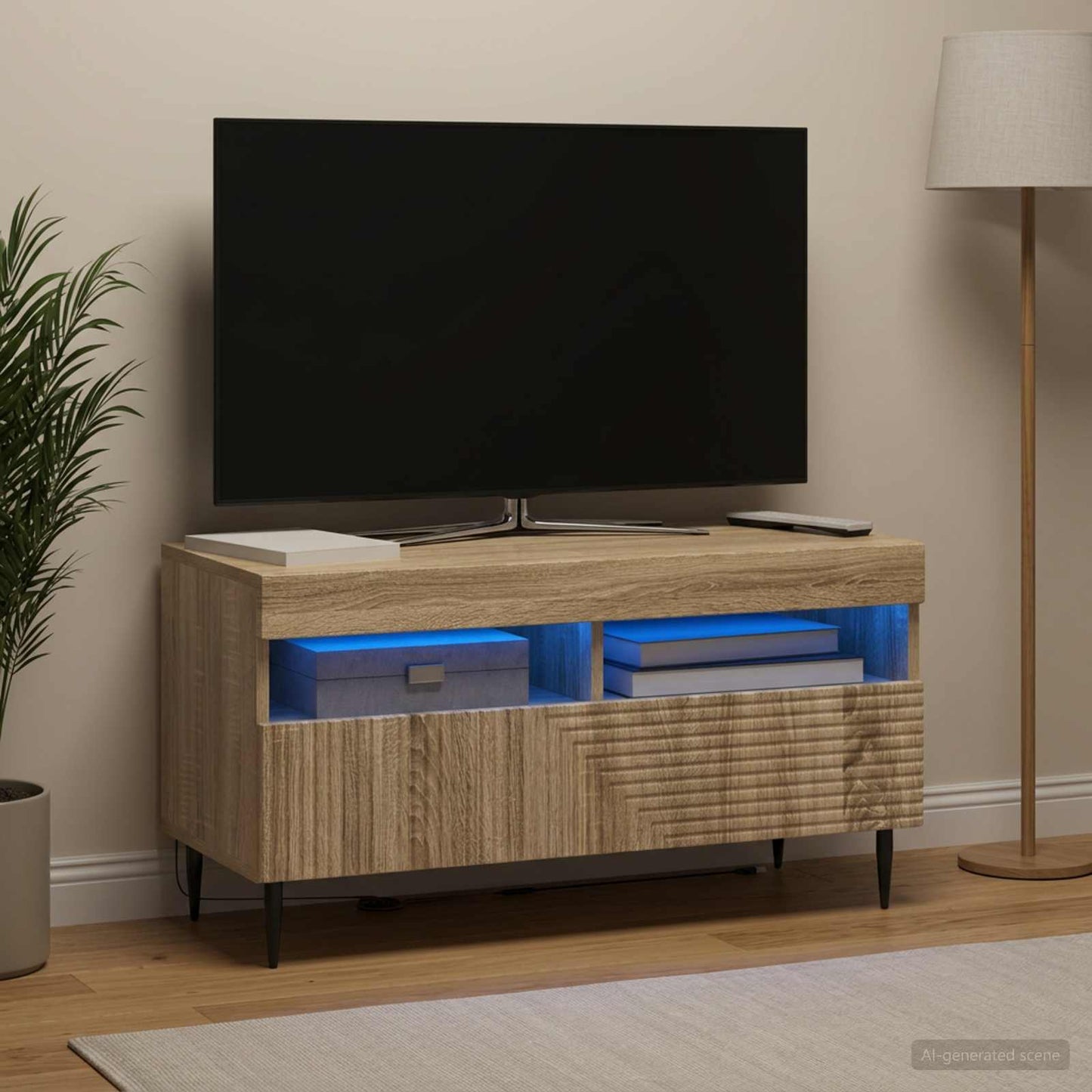 vidaXL LED TV Cabinet Sonoma Oak Engineered Wood