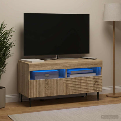 vidaXL LED TV Cabinet Sonoma Oak Engineered Wood
