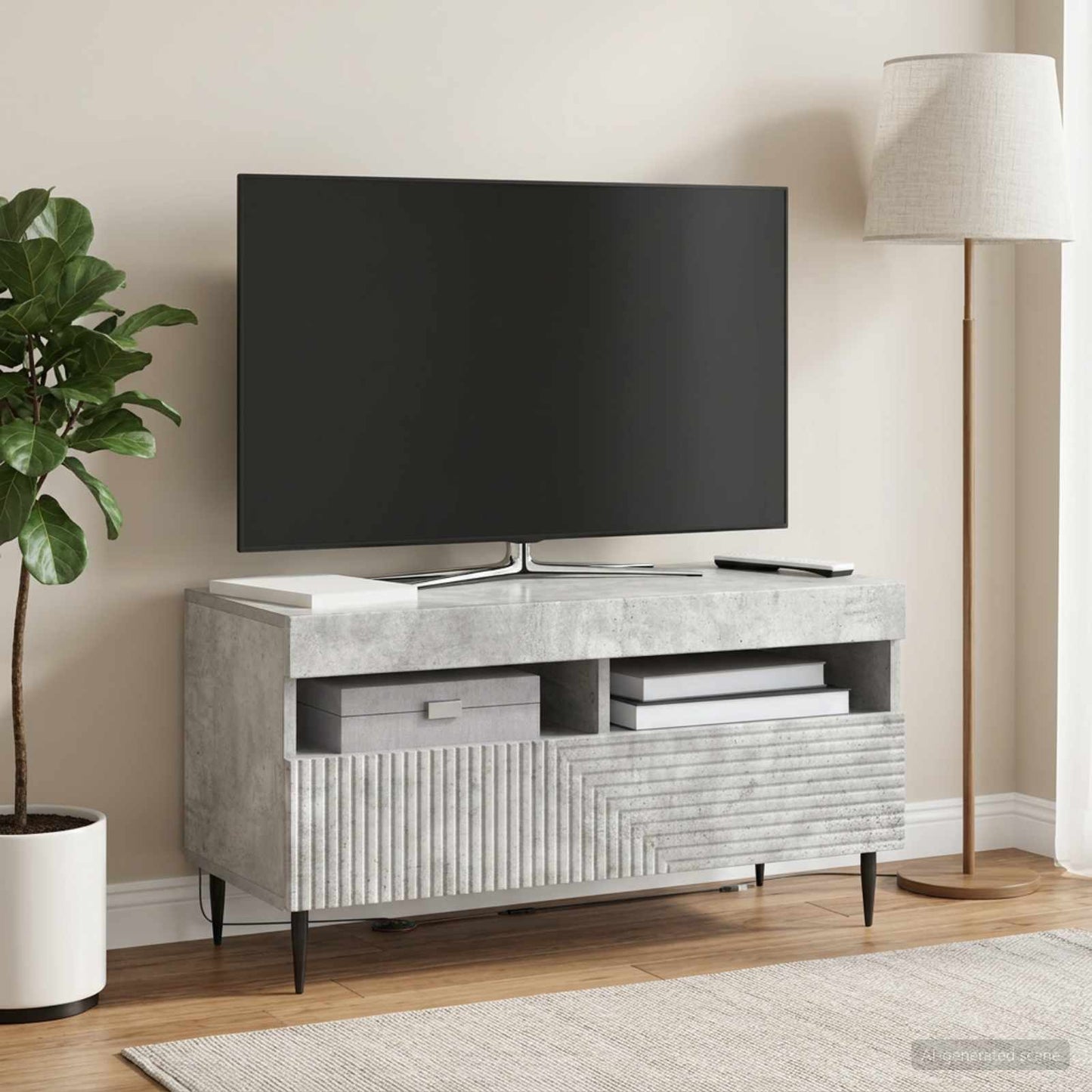 vidaXL LED TV Cabinet Concrete Grey Engineered Wood
