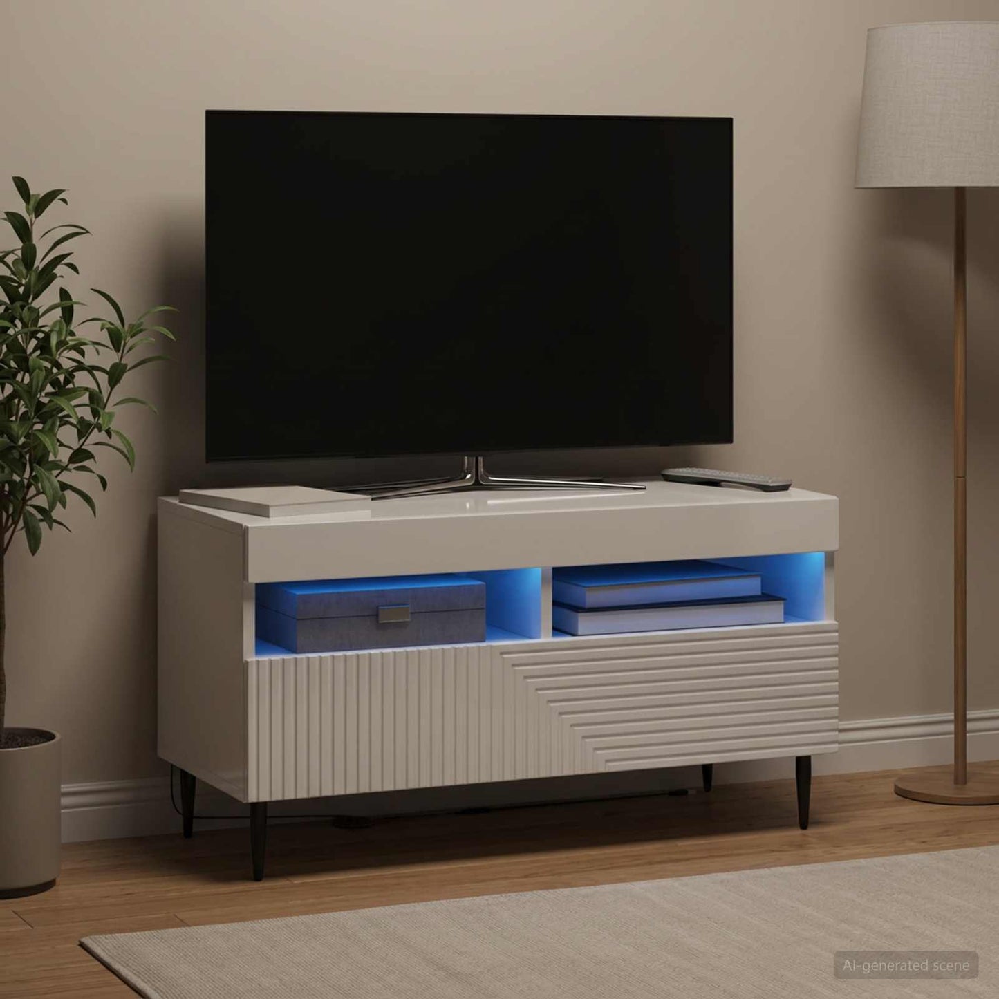 vidaXL LED TV Cabinet High Gloss White Engineered Wood
