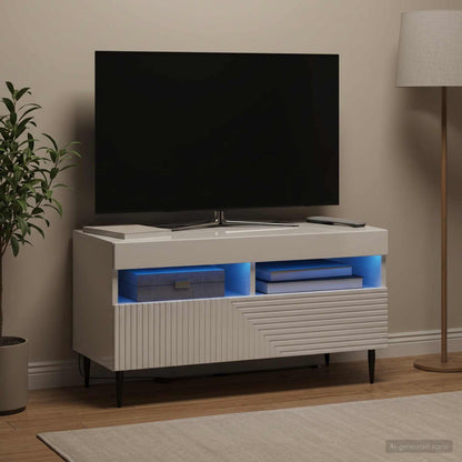 vidaXL LED TV Cabinet High Gloss White Engineered Wood