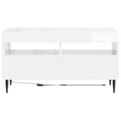 vidaXL LED TV Cabinet High Gloss White Engineered Wood