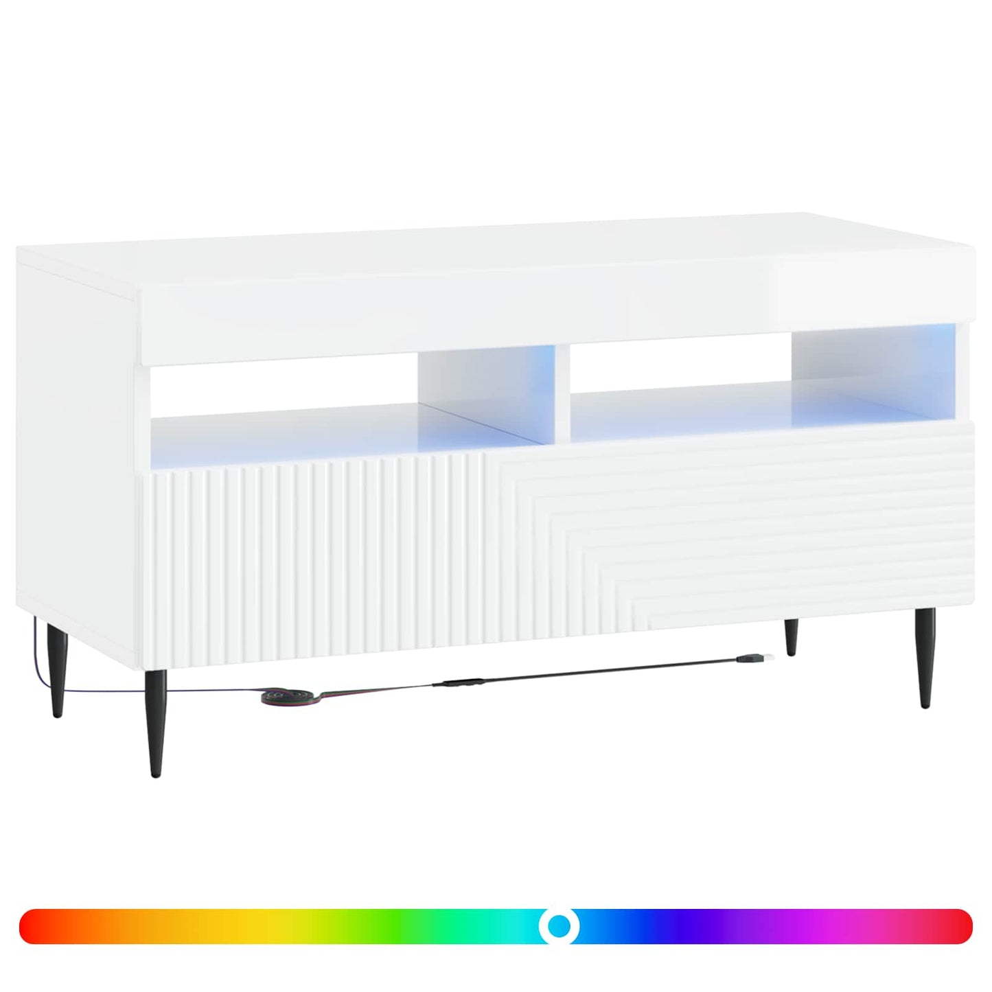 vidaXL LED TV Cabinet High Gloss White Engineered Wood