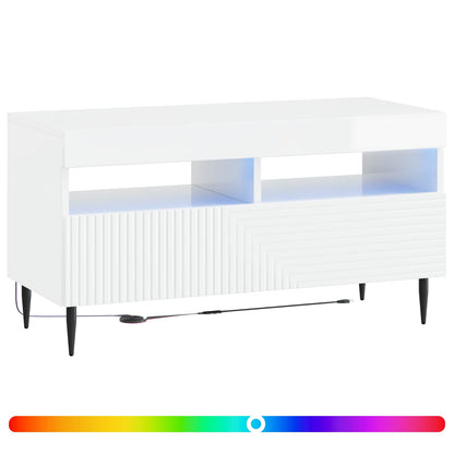 vidaXL LED TV Cabinet High Gloss White Engineered Wood