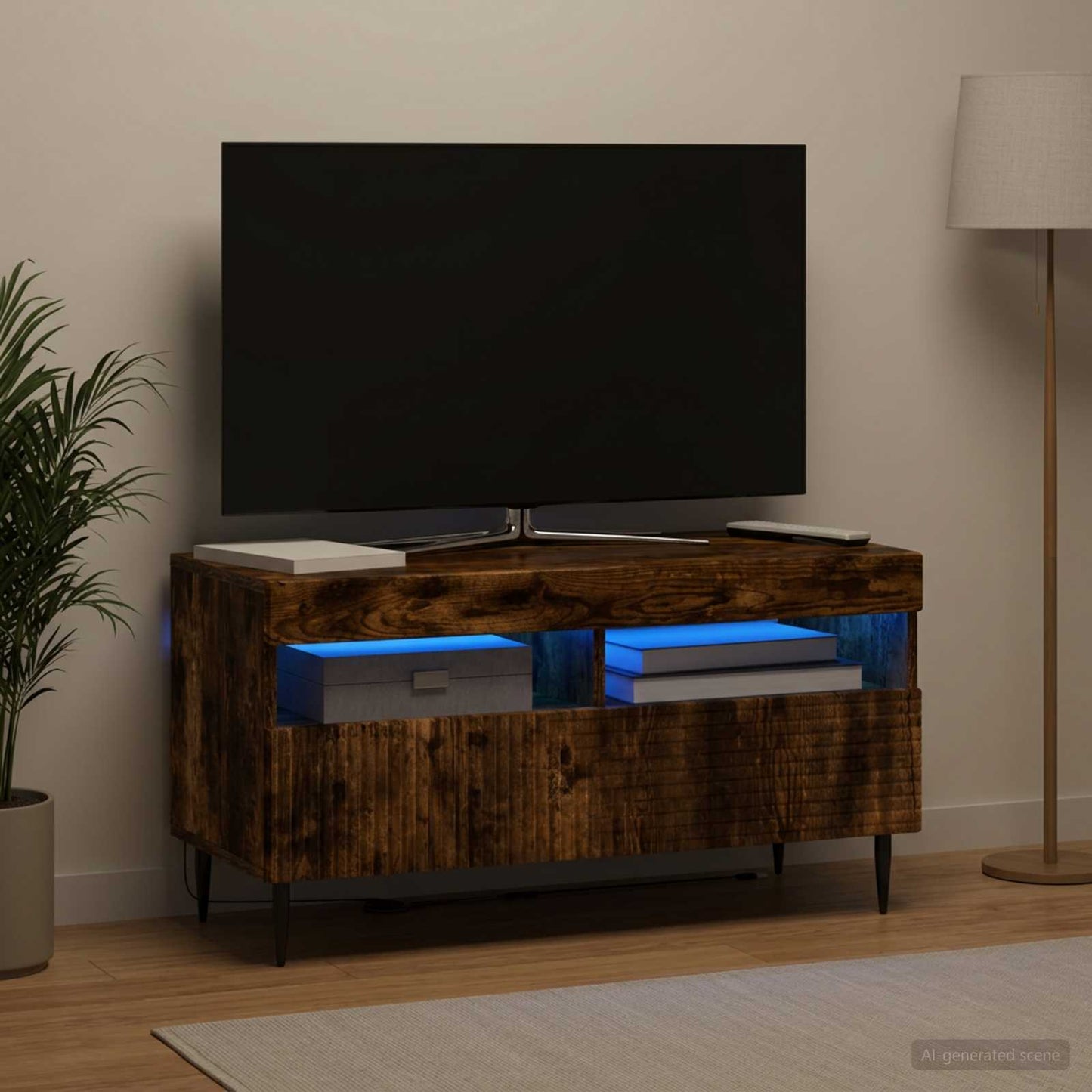 vidaXL LED TV Cabinet Smoked Oak Engineered Wood
