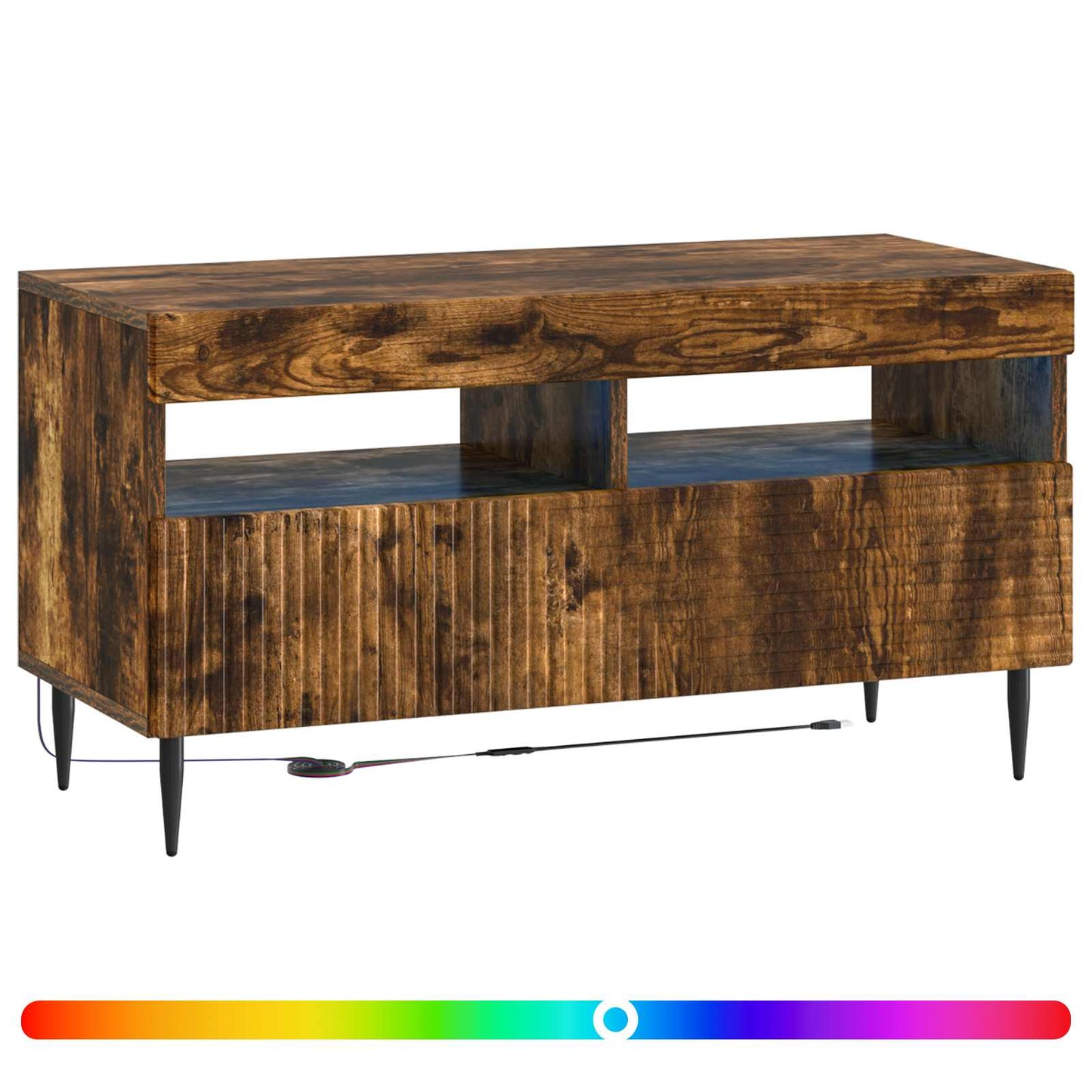 vidaXL LED TV Cabinet Smoked Oak Engineered Wood