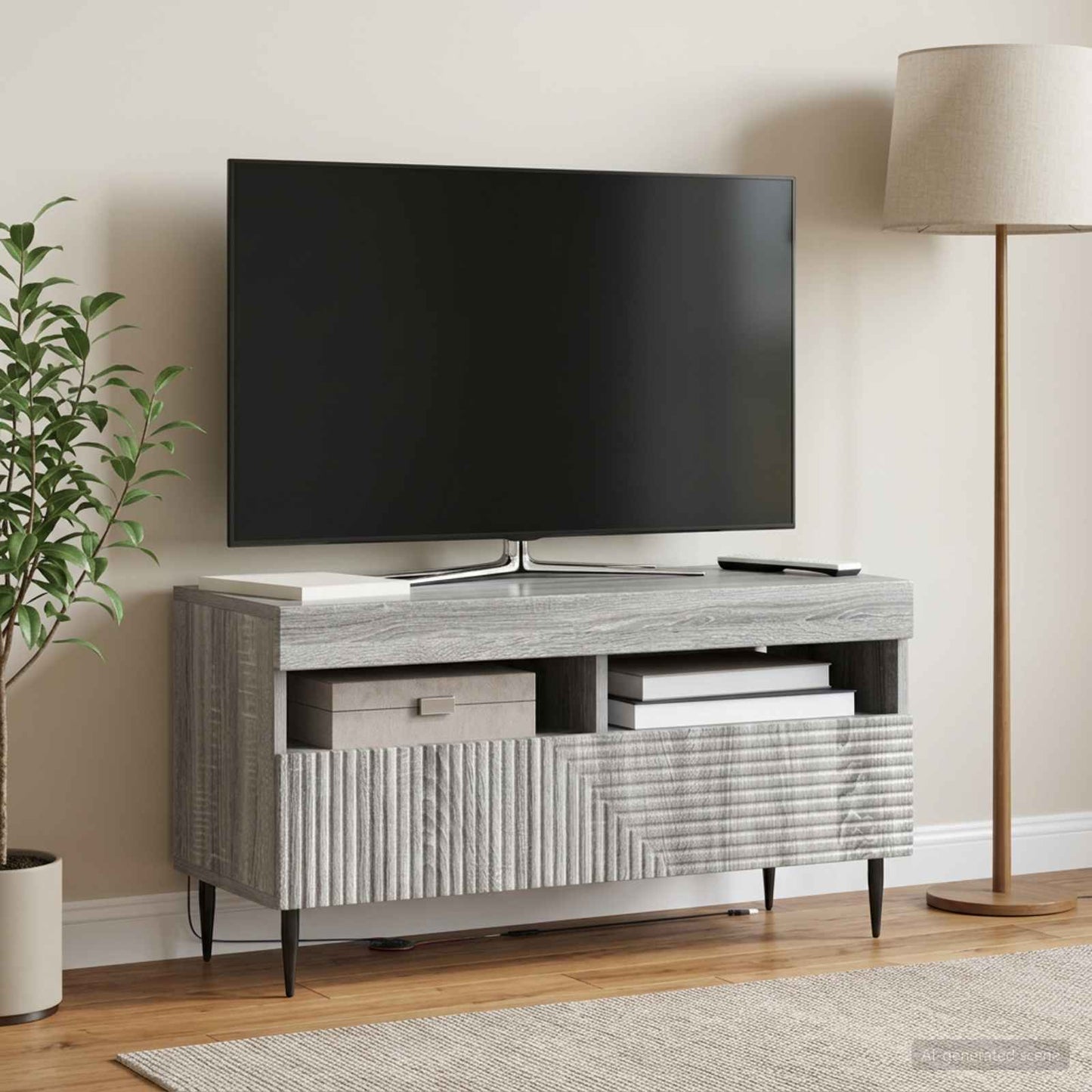 vidaXL LED TV Cabinet Grey Sonoma Engineered Wood