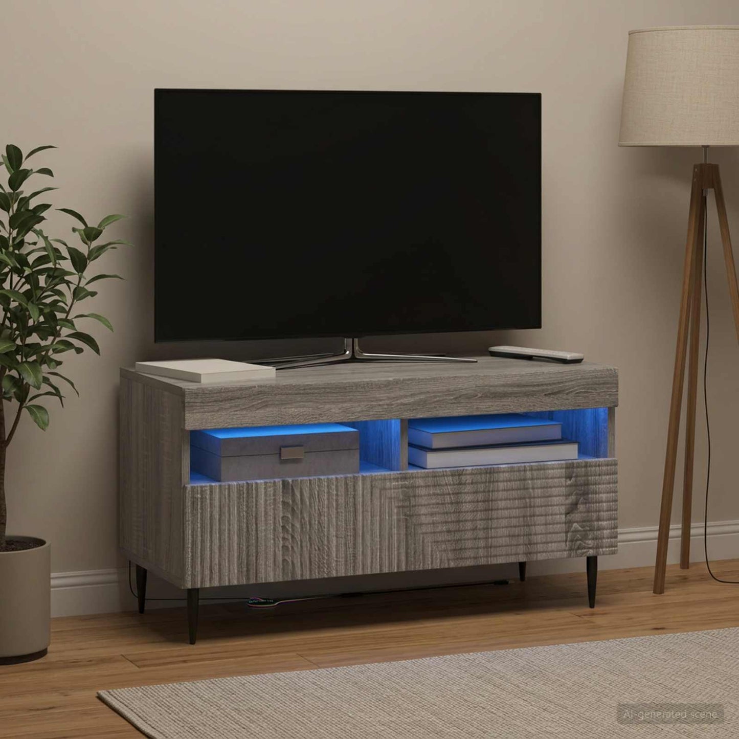 vidaXL LED TV Cabinet Grey Sonoma Engineered Wood