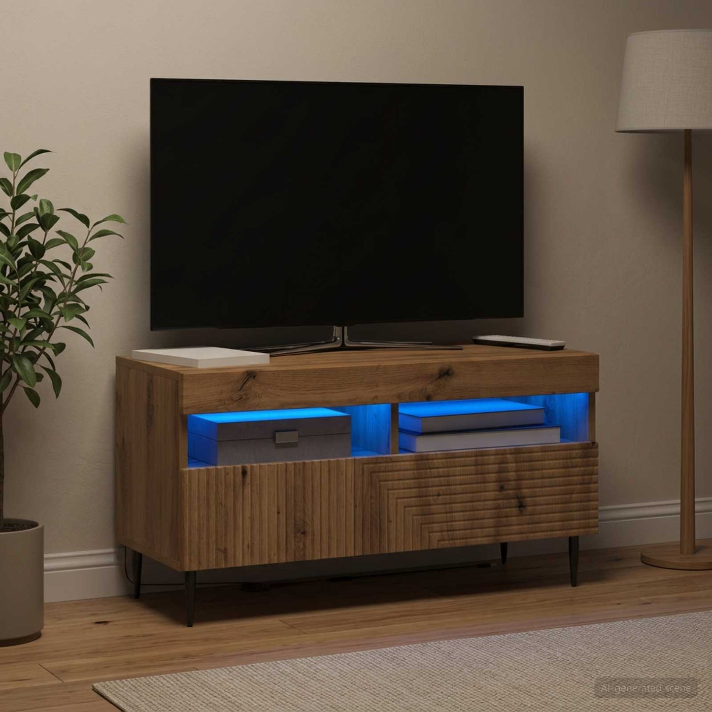 vidaXL LED TV Cabinet Artisan Oak Engineered Wood