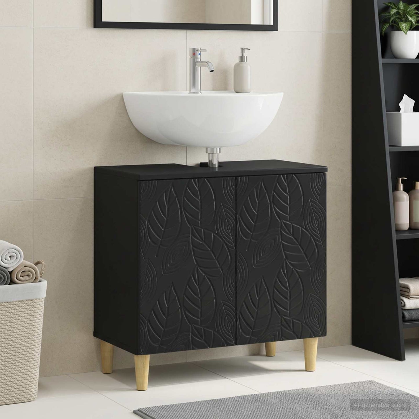 vidaXL Bathroom Sink Cabinet DELFT Black 59.5 x 31.5x 59 cm