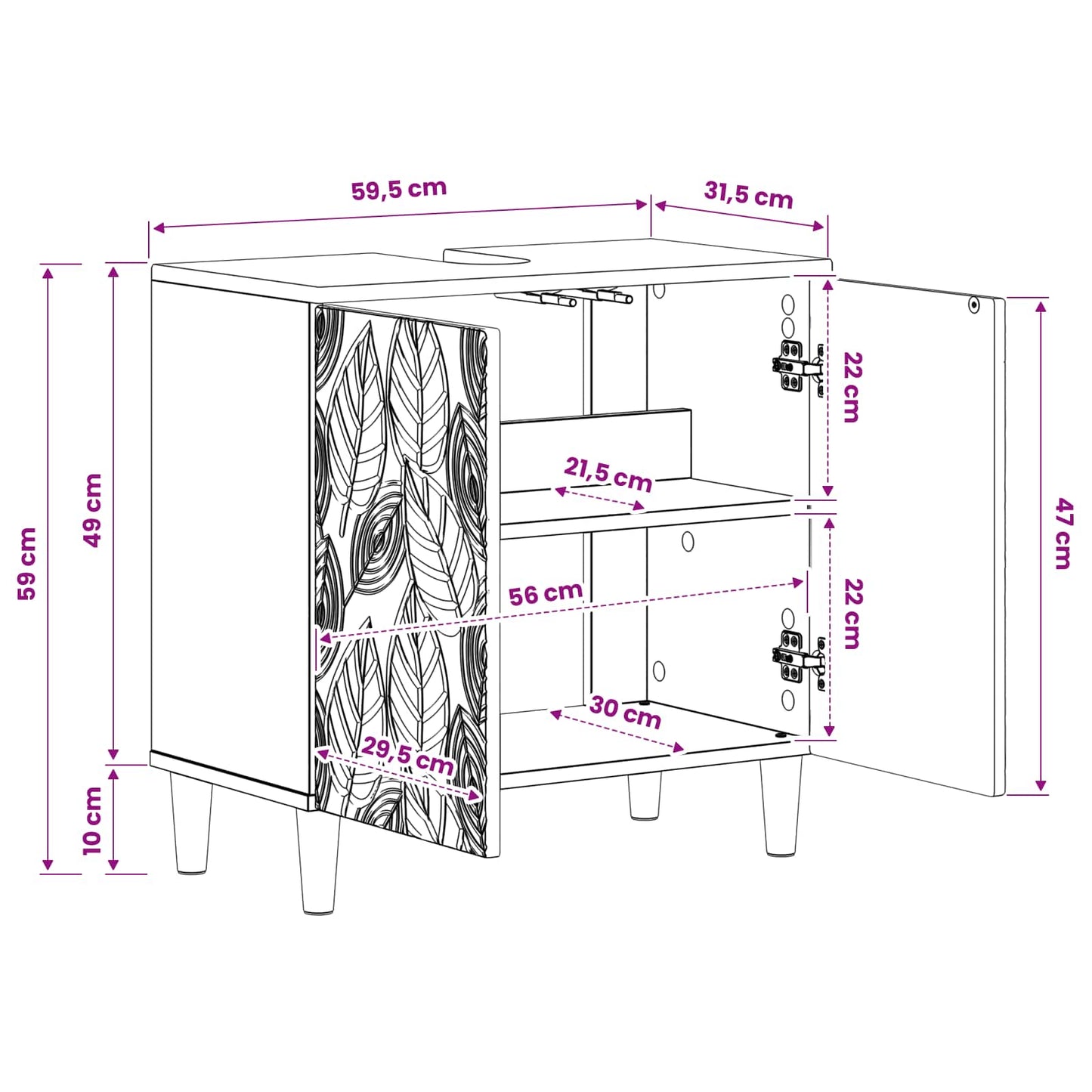 vidaXL Bathroom Sink Cabinet DELFT Sonoma Oak 59.5 x 31.5x 59 cm