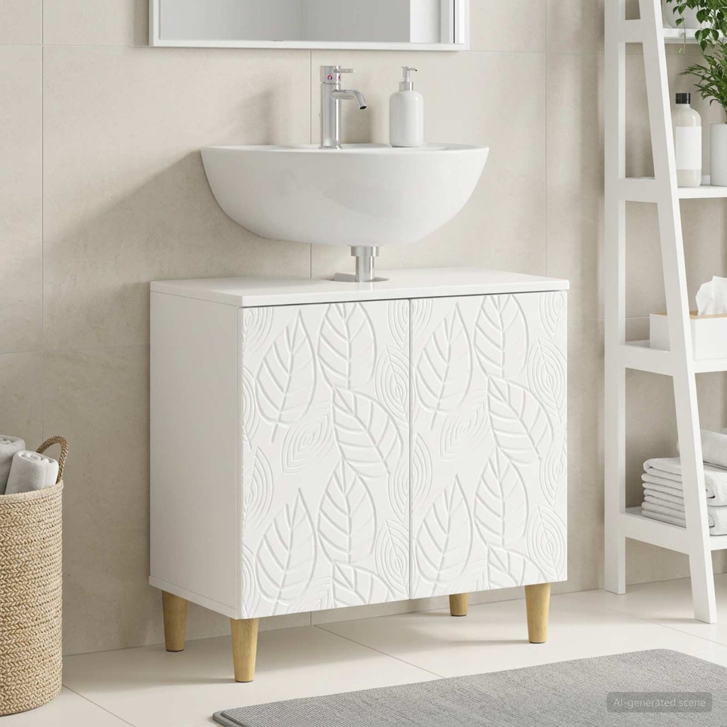 vidaXL Bathroom Sink Cabinet DELFT High Gloss White 59.5 x 31.5x 59 cm