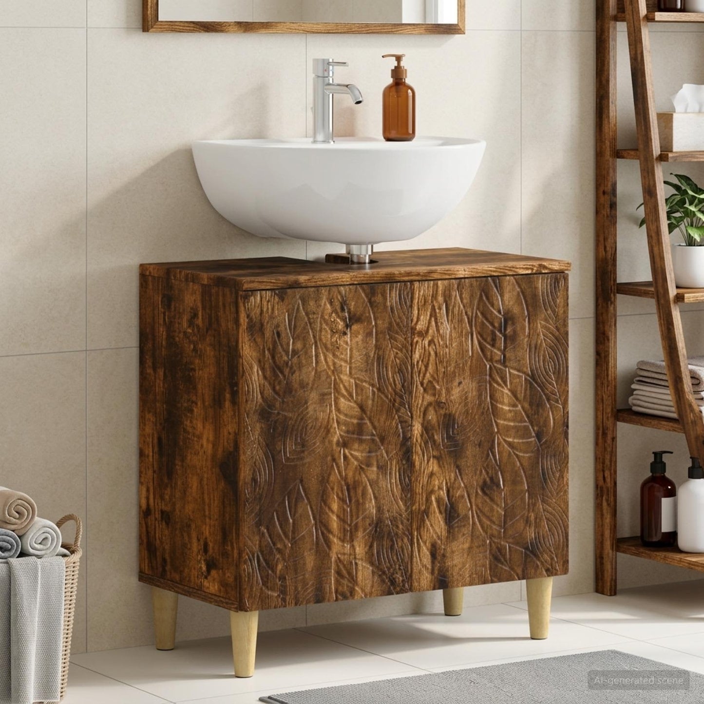 vidaXL Bathroom Sink Cabinet DELFT Smoked Oak 59.5 x 31.5x 59 cm