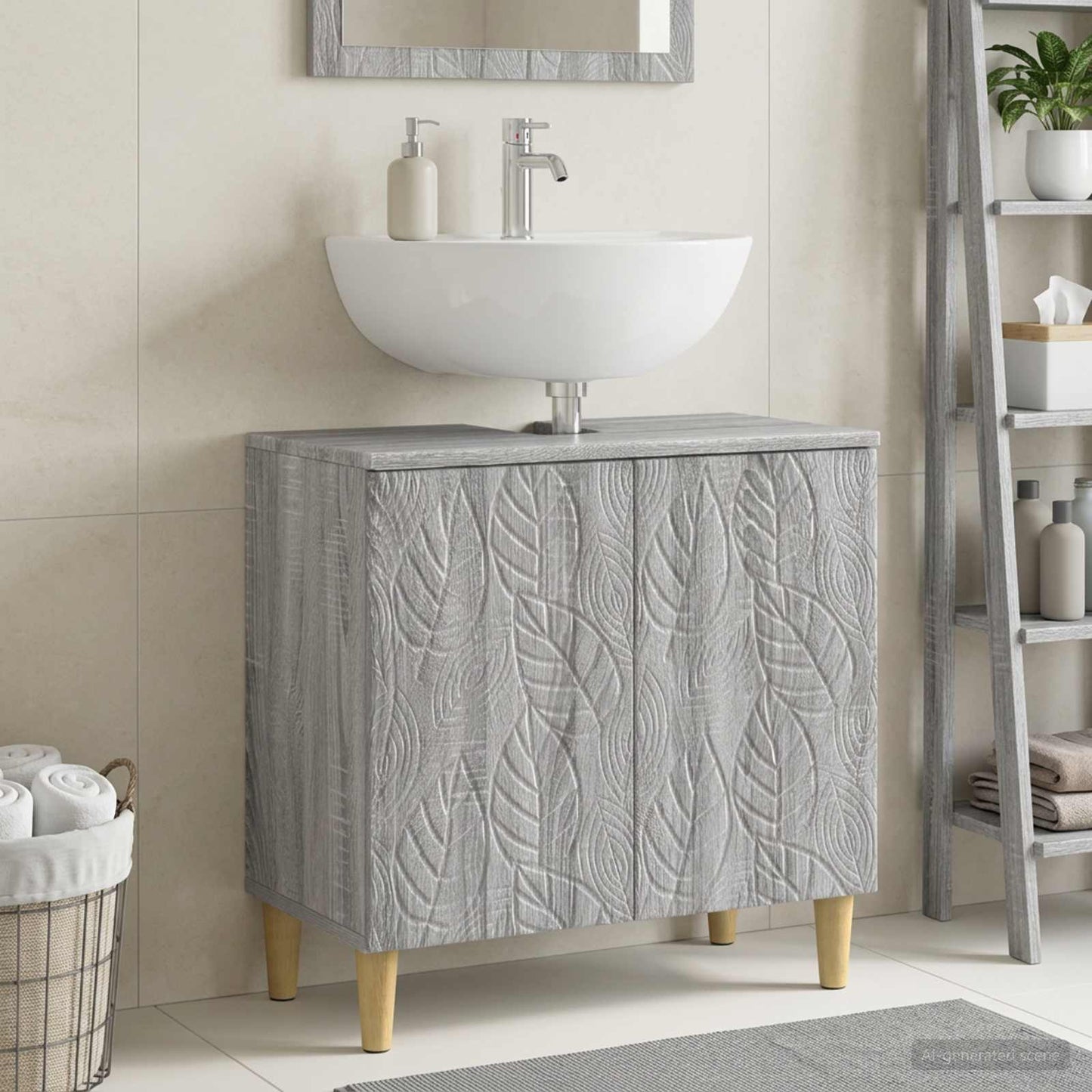 vidaXL Bathroom Sink Cabinet DELFT Grey Sonoma 59.5 x 31.5x 59 cm