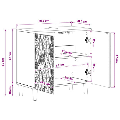 vidaXL Bathroom Sink Cabinet DELFT Old Wood 59.5 x 31.5x 59 cm