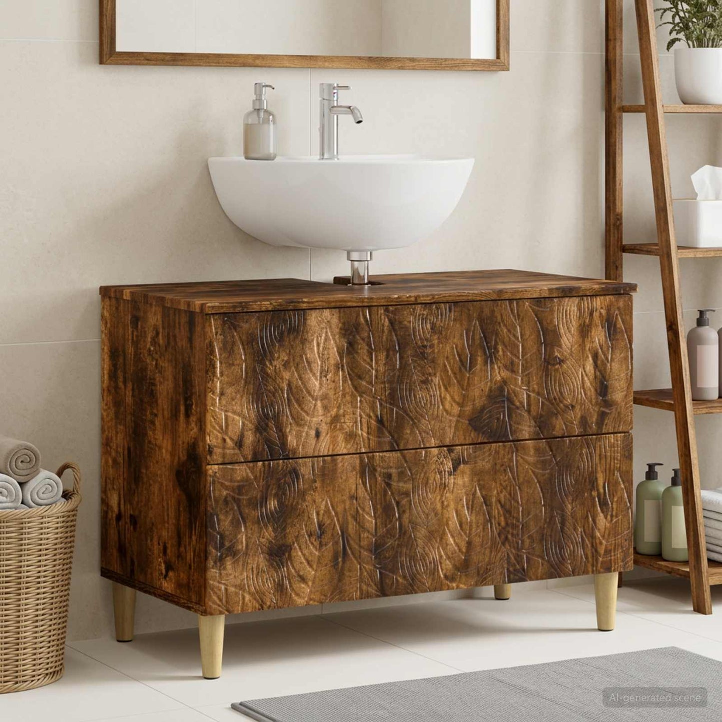 vidaXL Bathroom Sink Cabinet DELFT Smoked Oak 82 x 41x 59 cm
