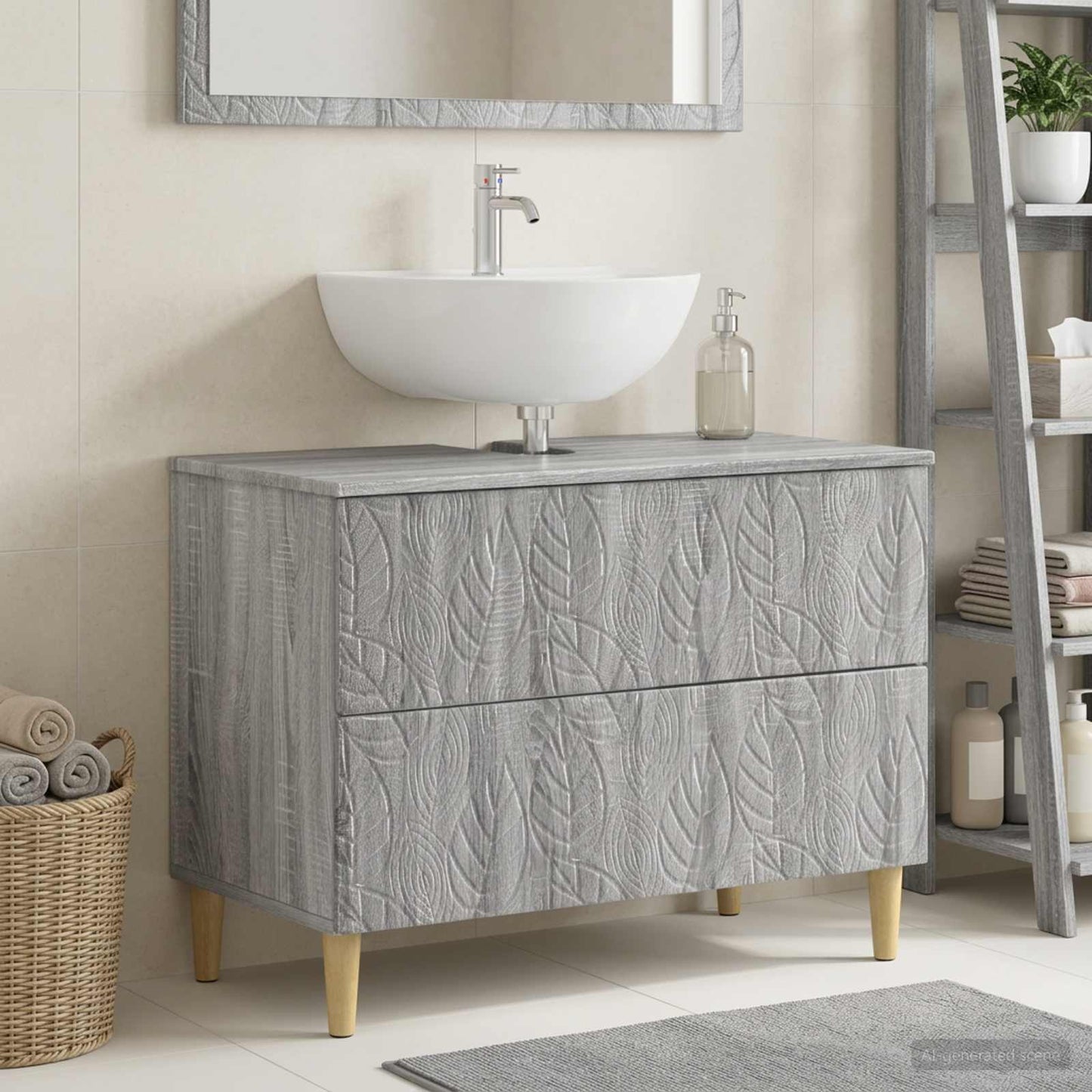 vidaXL Bathroom Sink Cabinet DELFT Grey Sonoma 82 x 41x 59 cm