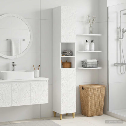 vidaXL Bathroom Cabinet with Open Shelf DELFT White 30 x 31 x 190 cm