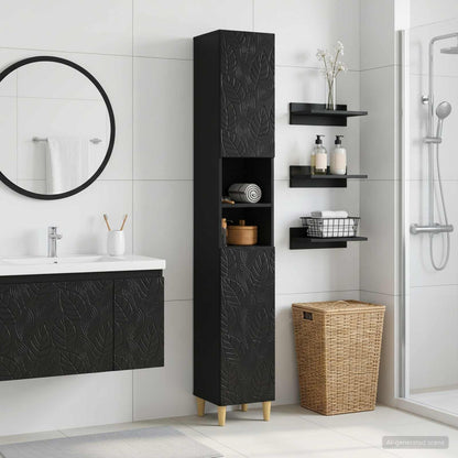 vidaXL Bathroom Cabinet with Open Shelf DELFT Black 30 x 31 x 190 cm