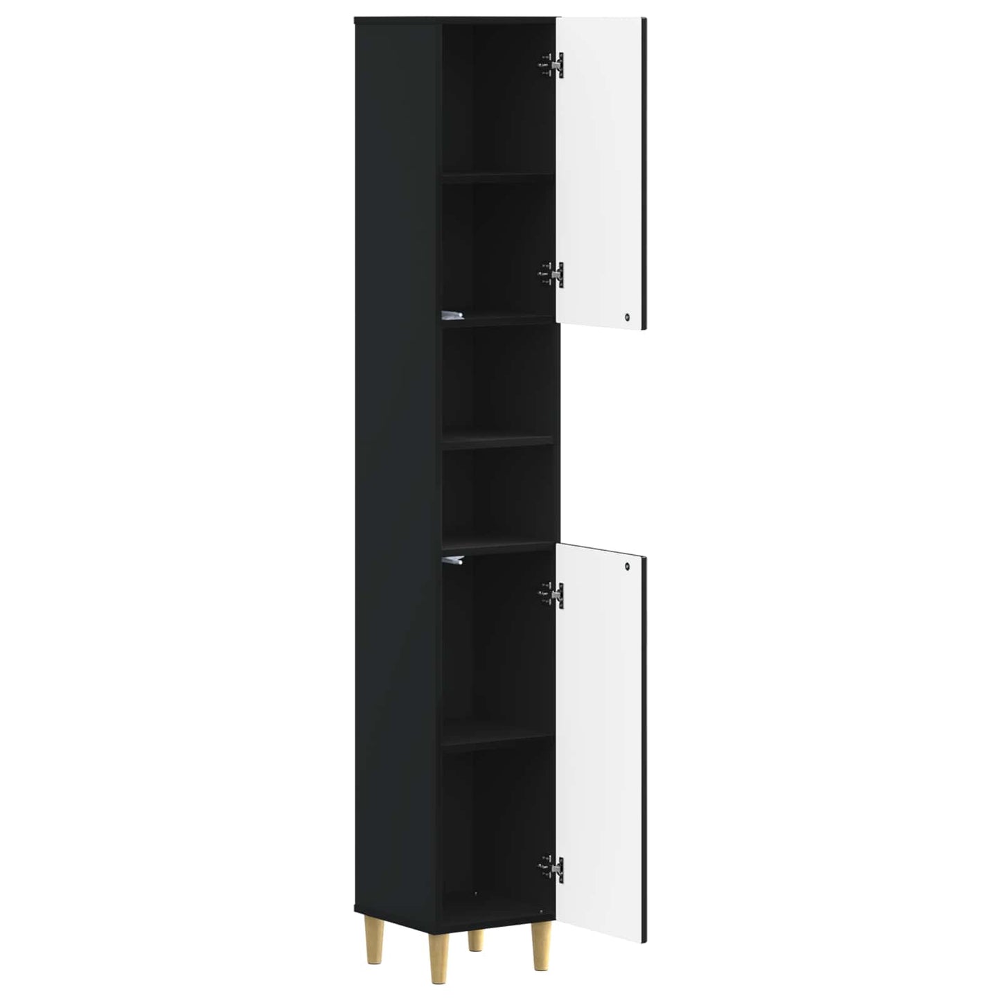 vidaXL Bathroom Cabinet with Open Shelf DELFT Black 30 x 31 x 190 cm