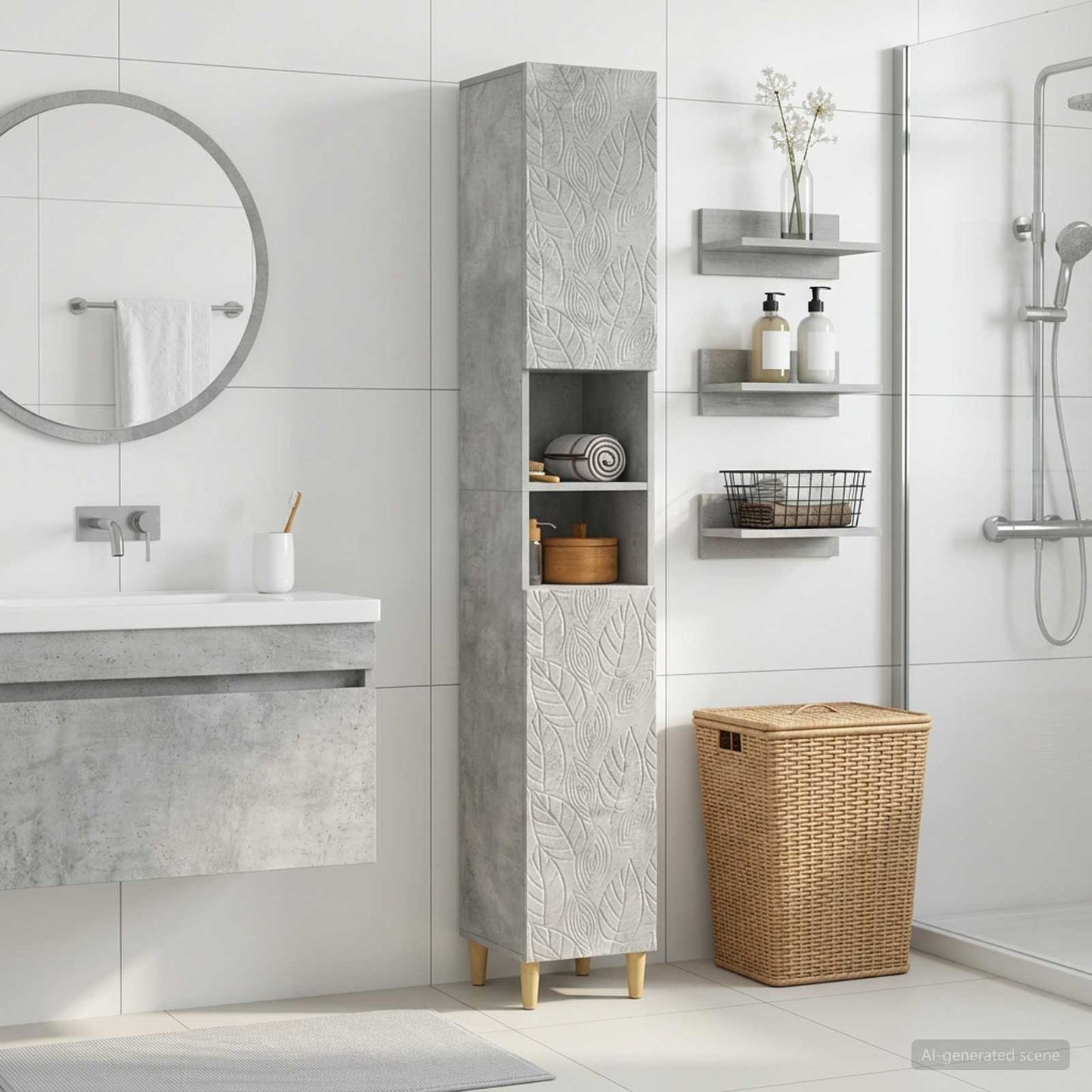 vidaXL Bathroom Cabinet with Open Shelf DELFT Concrete Grey