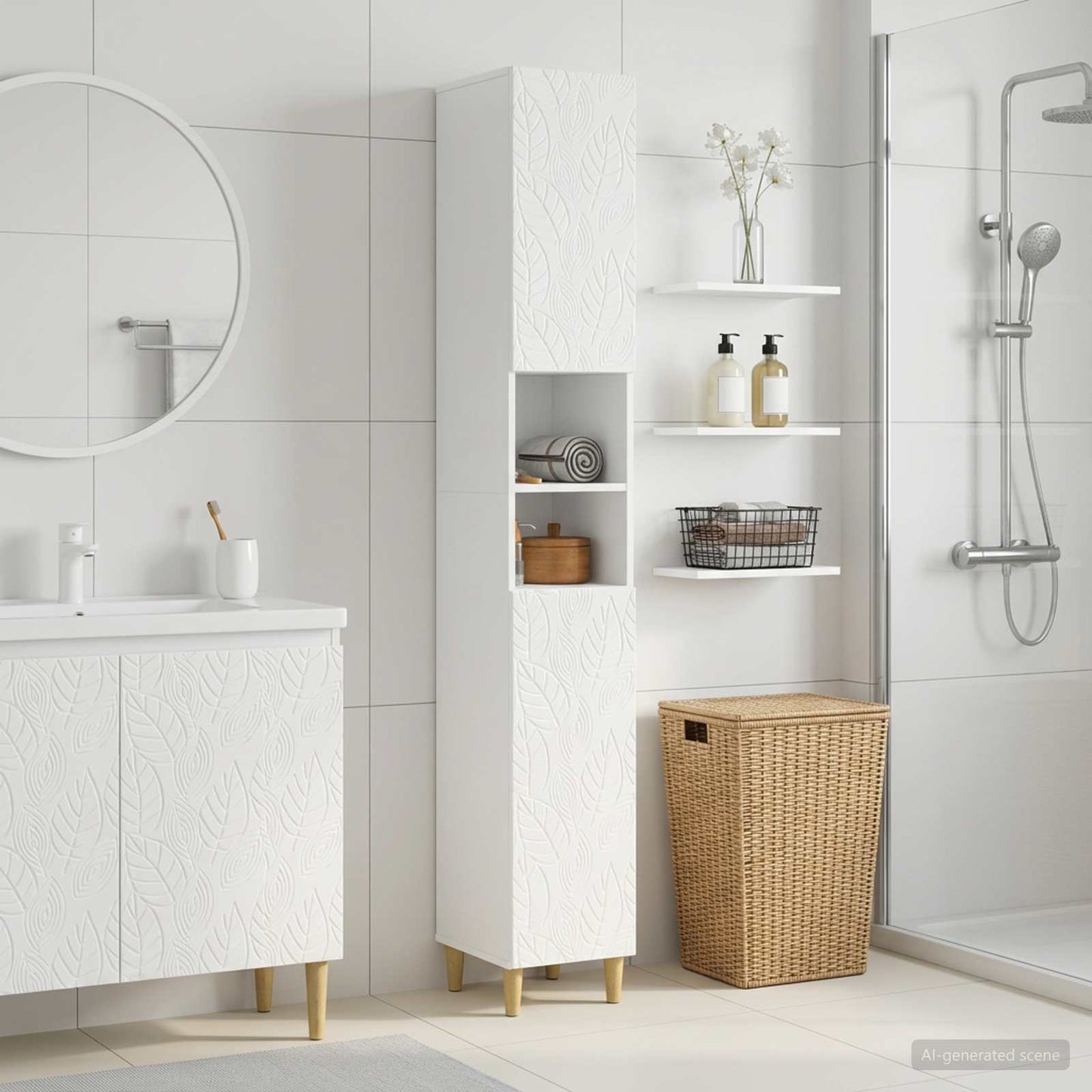 vidaXL Bathroom Cabinet with Open Shelf DELFT High Gloss White