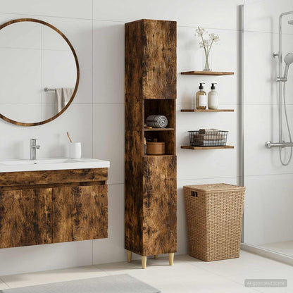 vidaXL Bathroom Cabinet with Open Shelf DELFT Smoked Oak