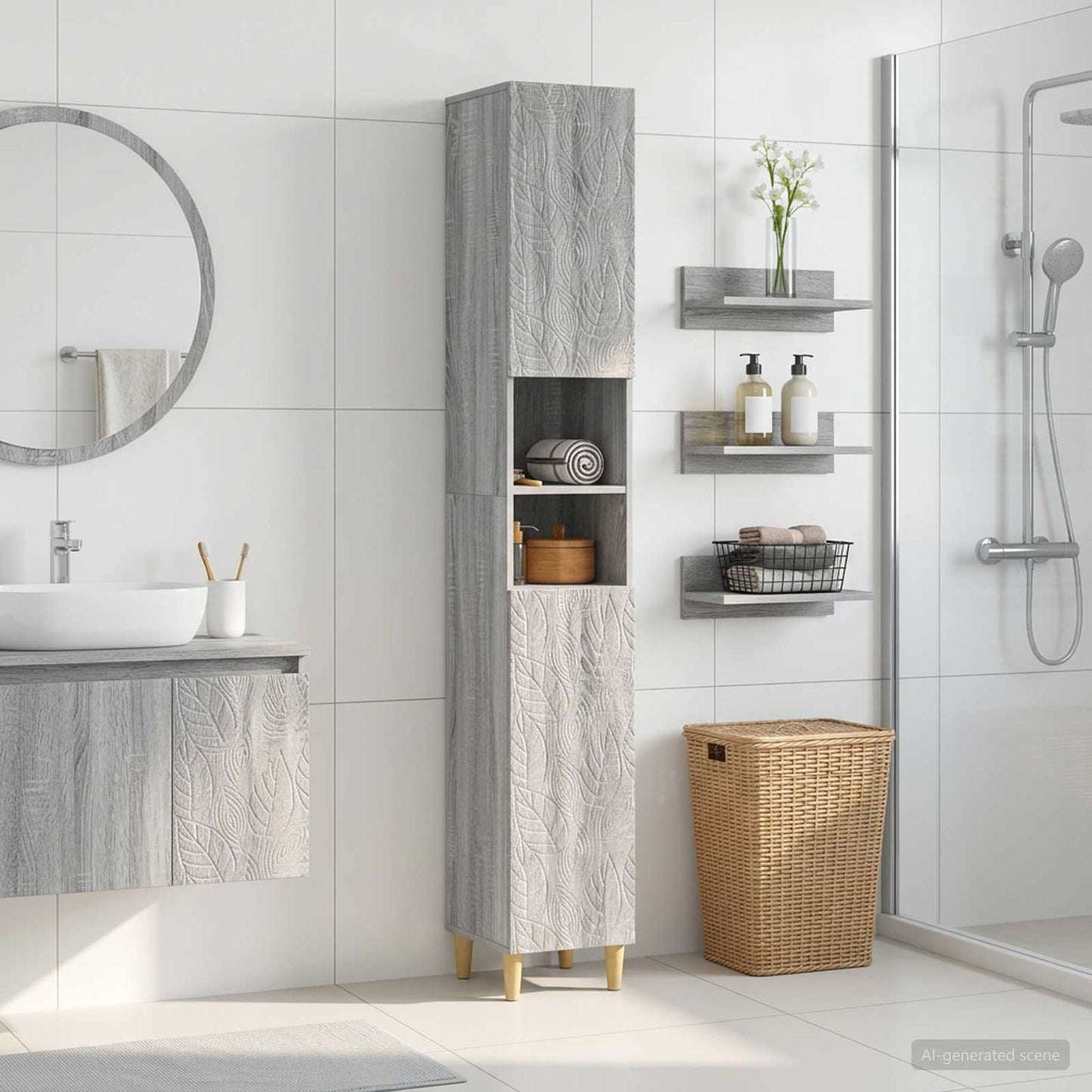 vidaXL Bathroom Cabinet with Open Shelf DELFT Grey Sonoma