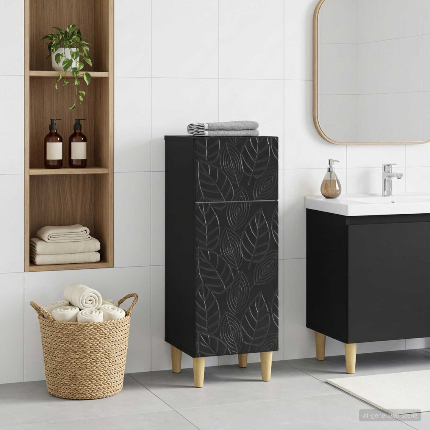 vidaXL Bathroom Storage Cainet DELFT Black 30 x 31 x 80 cm