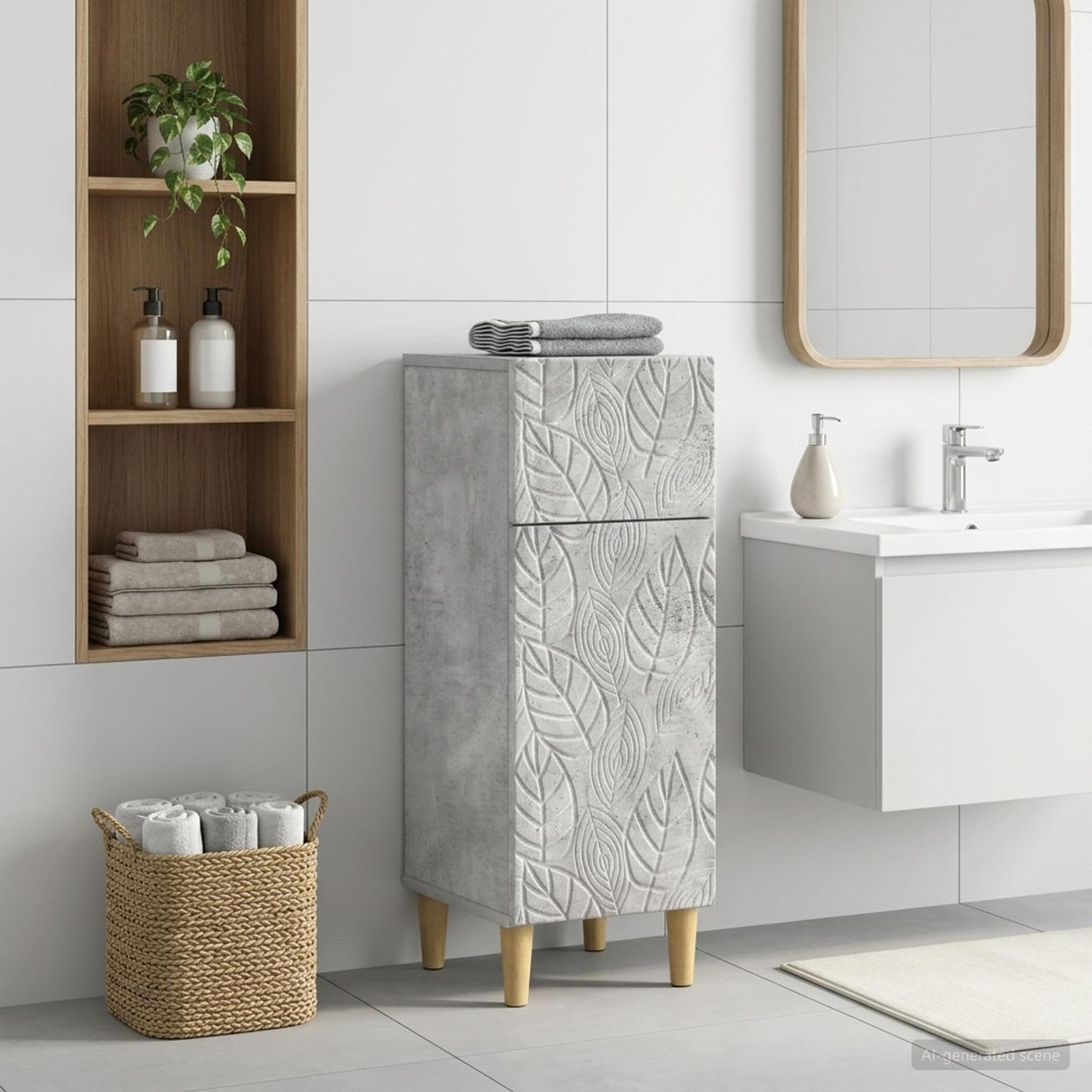 vidaXL Bathroom Storage Cainet DELFT Concrete Grey 30 x 31 x 80 cm