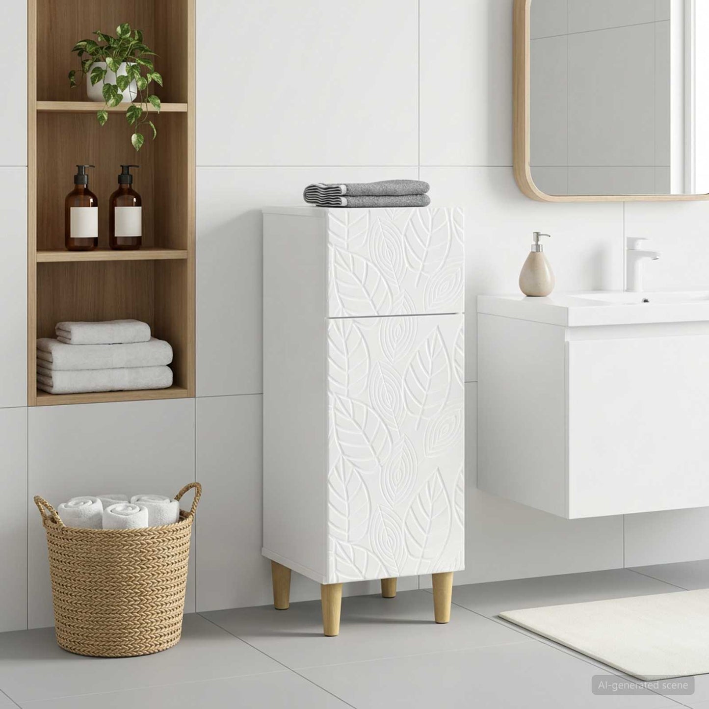 vidaXL Bathroom Storage Cainet DELFT High Gloss White 30 x 31 x 80 cm