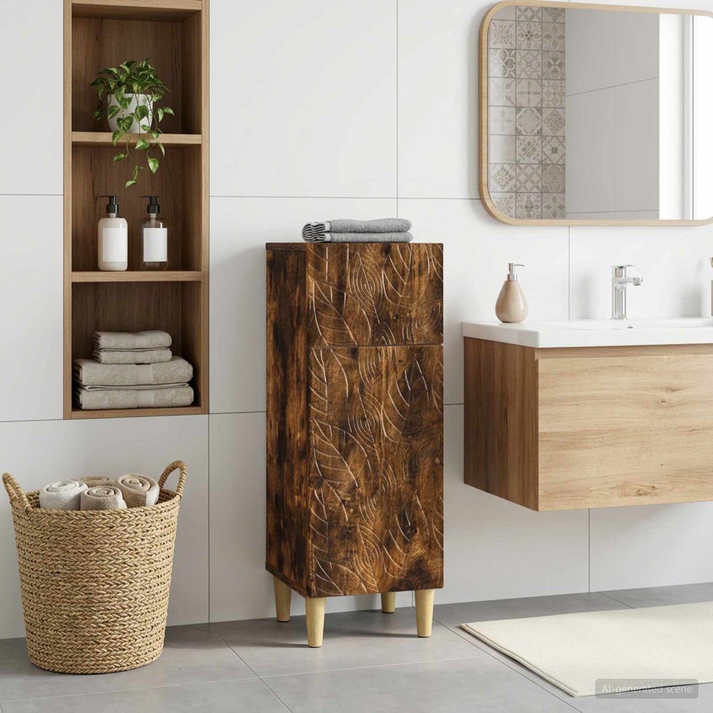 vidaXL Bathroom Storage Cainet DELFT Smoked Oak 30 x 31 x 80 cm