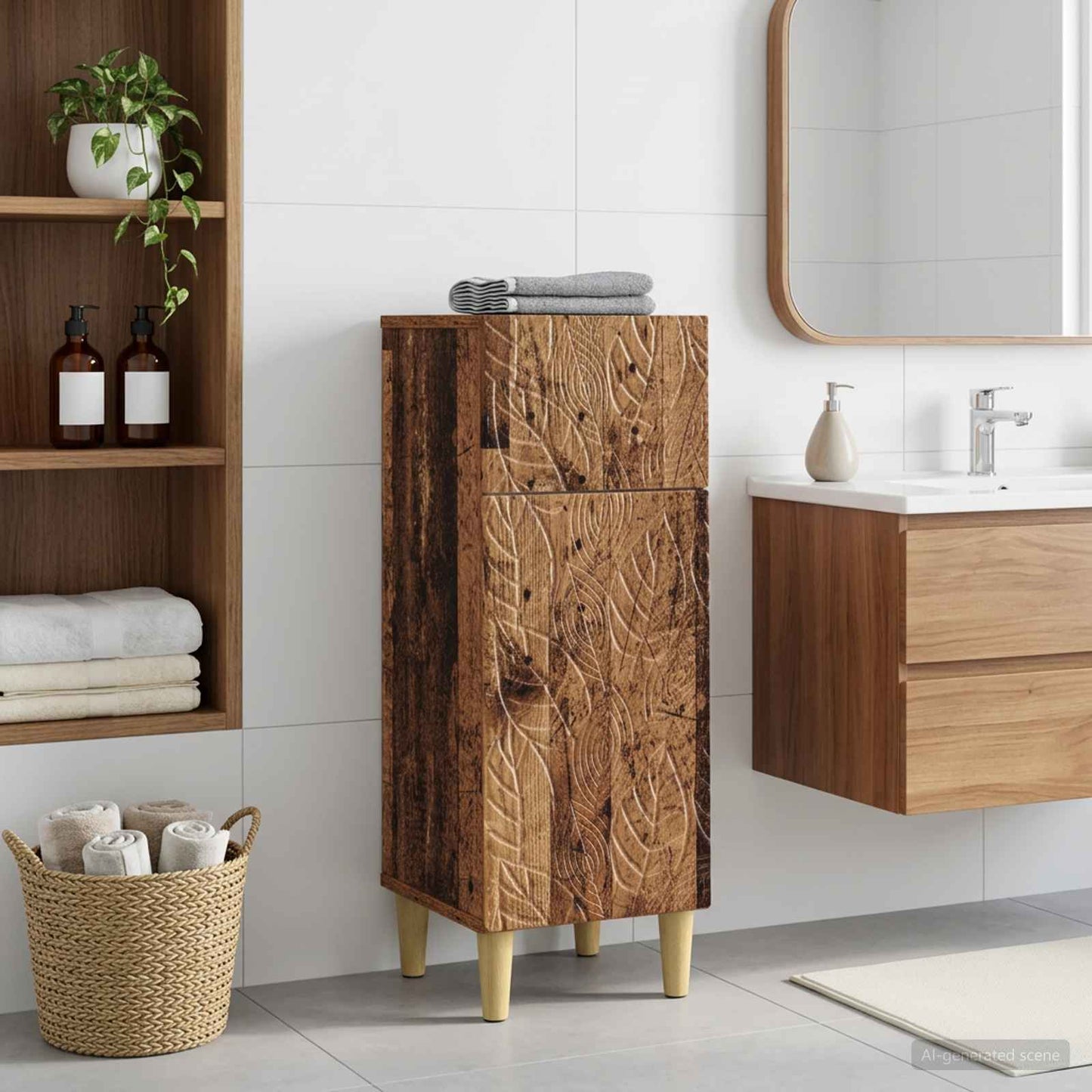 vidaXL Bathroom Storage Cainet DELFT Old Wood 30 x 31 x 80 cm