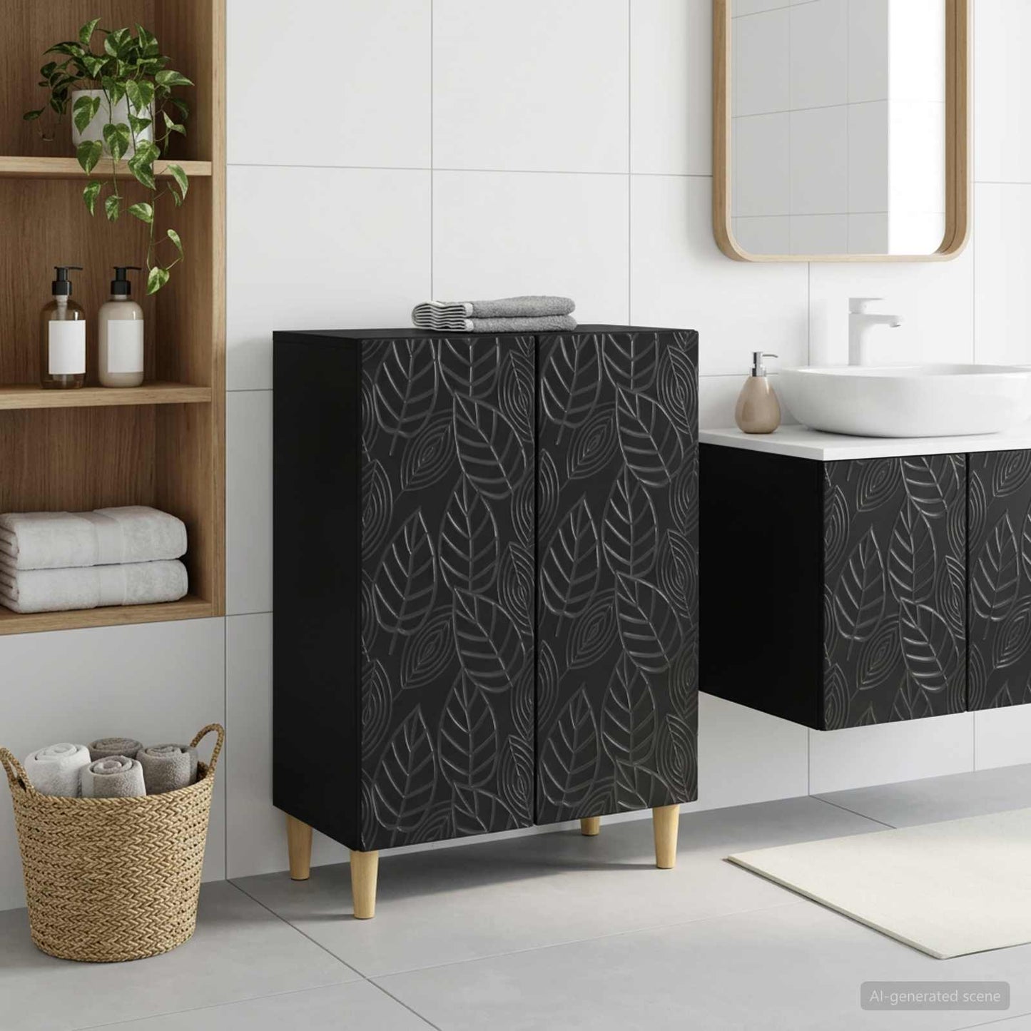 vidaXL Bathroom Storage Cainet DELFT Black 59.5 x 31 x 80 cm