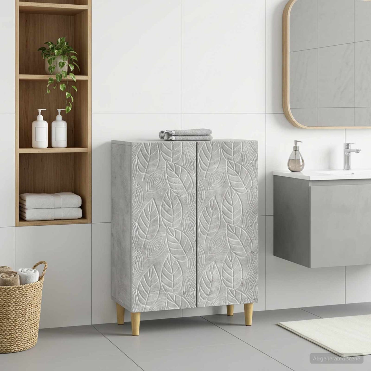 vidaXL Bathroom Storage Cainet DELFT Concrete Grey 59.5 x 31 x 80 cm