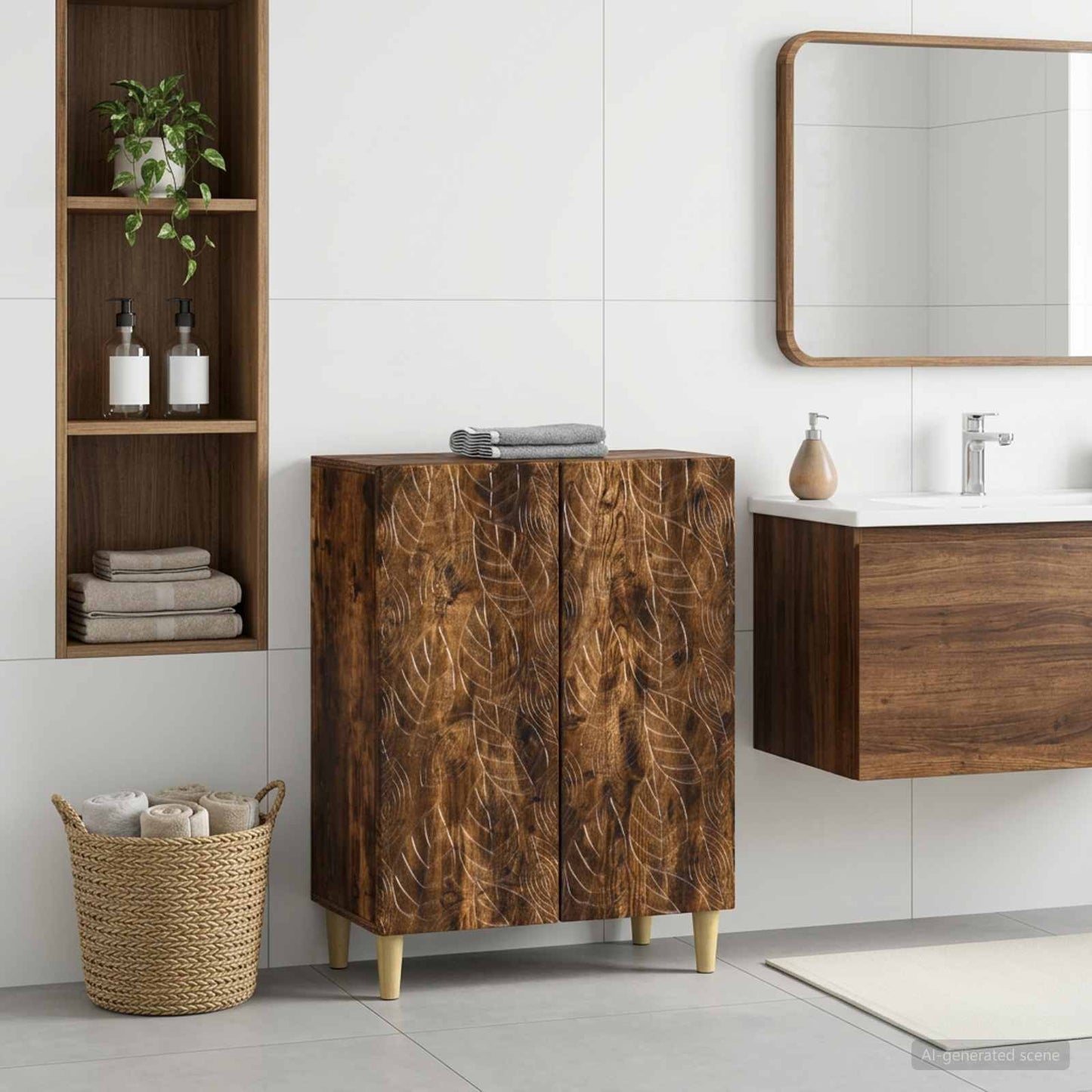 vidaXL Bathroom Storage Cainet DELFT Smoked Oak 59.5 x 31 x 80 cm