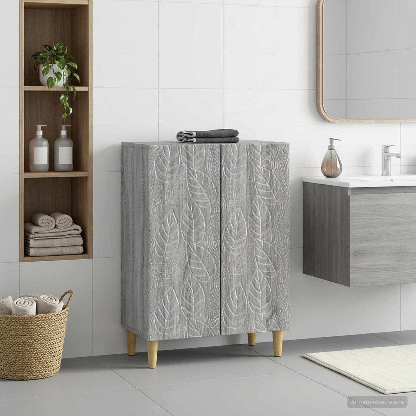 vidaXL Bathroom Storage Cainet DELFT Grey Sonoma 59.5 x 31 x 80 cm
