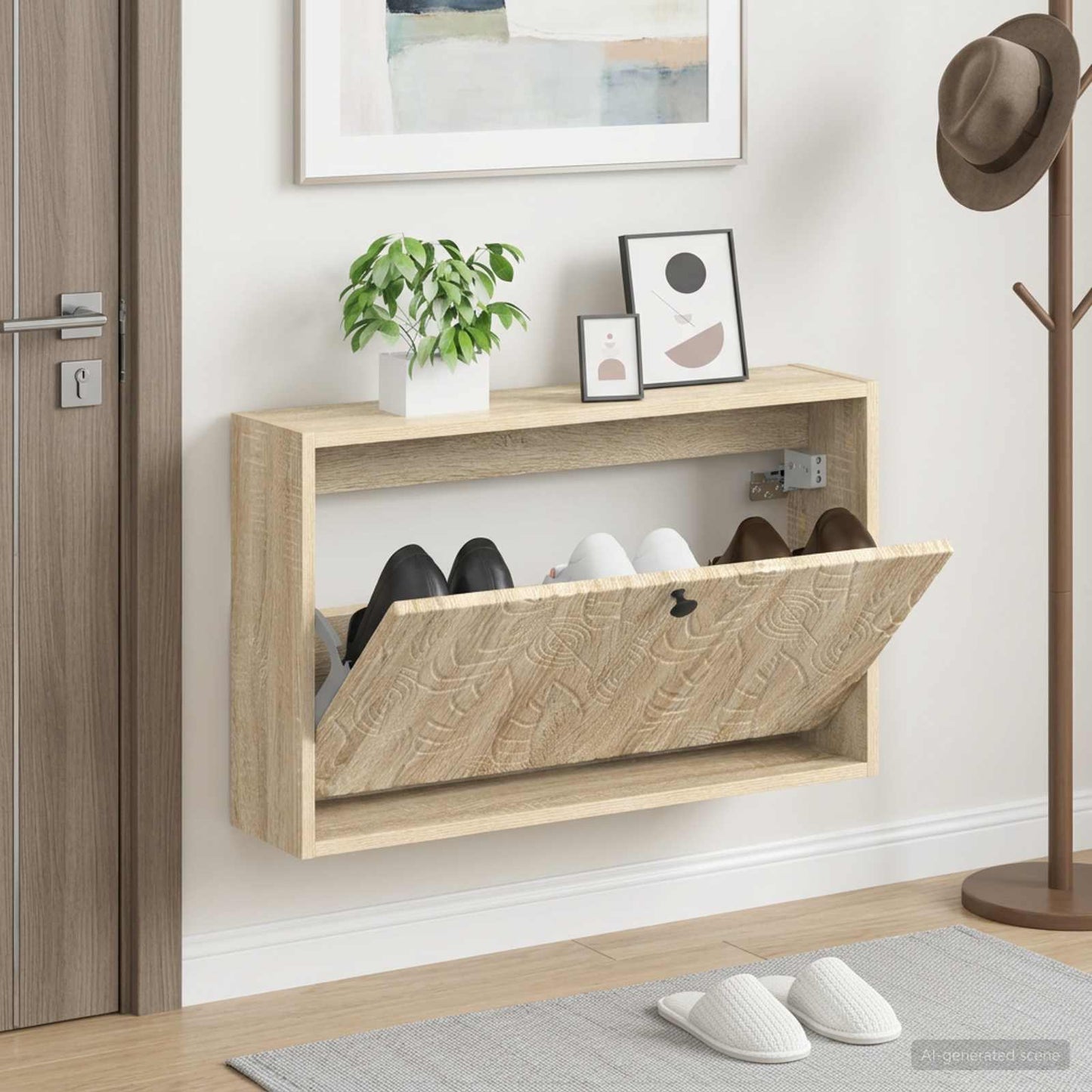 vidaXL Wall-Mounted Shoe Cabinet DELFT 71 x 17 x 43 cm Engineered Wood