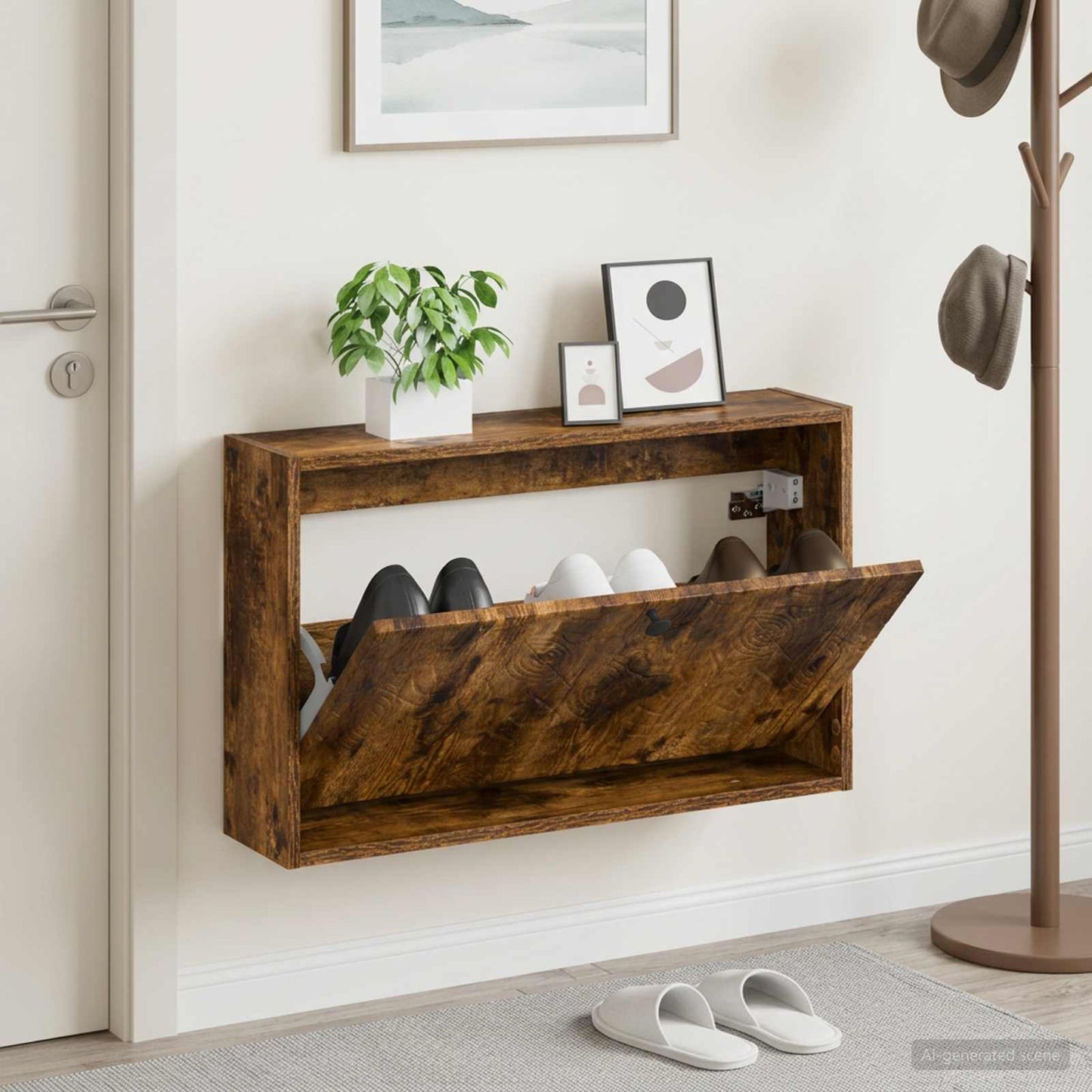vidaXL Wall-Mounted Shoe Cabinet DELFT 71 x 17 x 43 cm Engineered Wood