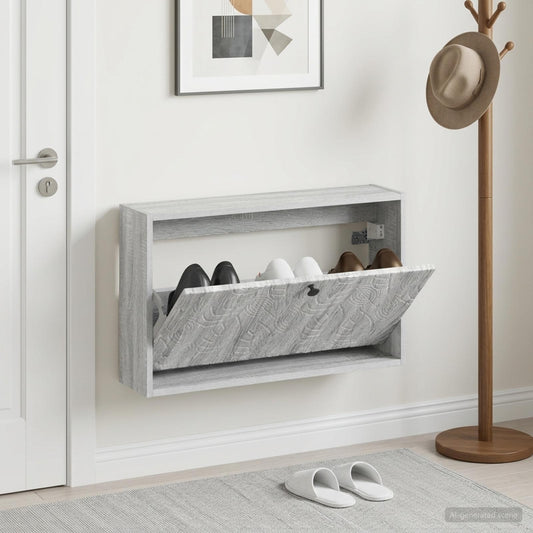 vidaXL Wall-Mounted Shoe Cabinet DELFT 71 x 17 x 43 cm Engineered Wood
