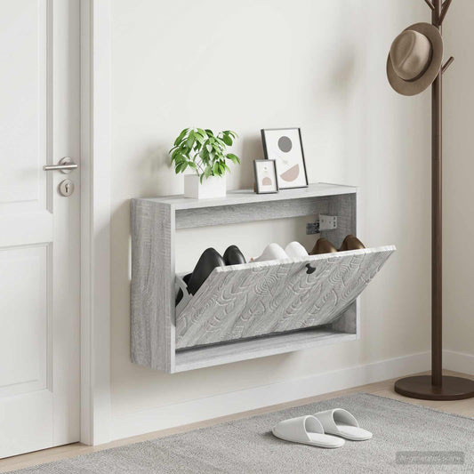 vidaXL Wall-Mounted Shoe Cabinet DELFT 71 x 17 x 43 cm Engineered Wood