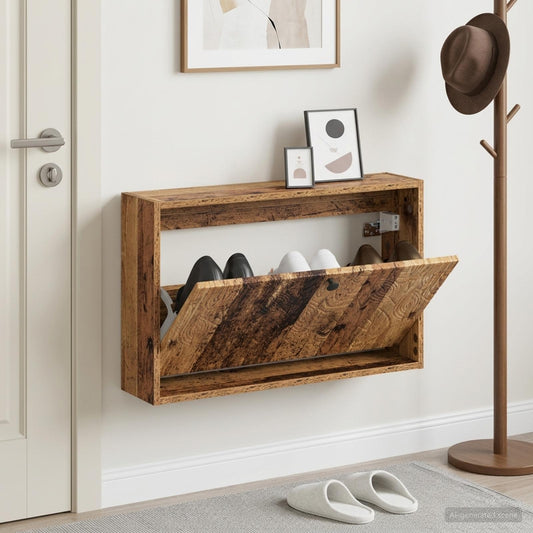 vidaXL Wall-Mounted Shoe Cabinet DELFT 71 x 17 x 43 cm Engineered Wood