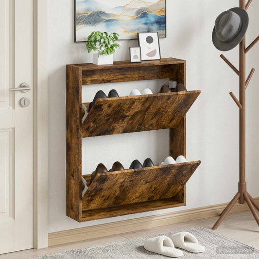 vidaXL Wall-Mounted Shoe Cabinet DELFT 71 x 17 x 86 cm Engineered Wood