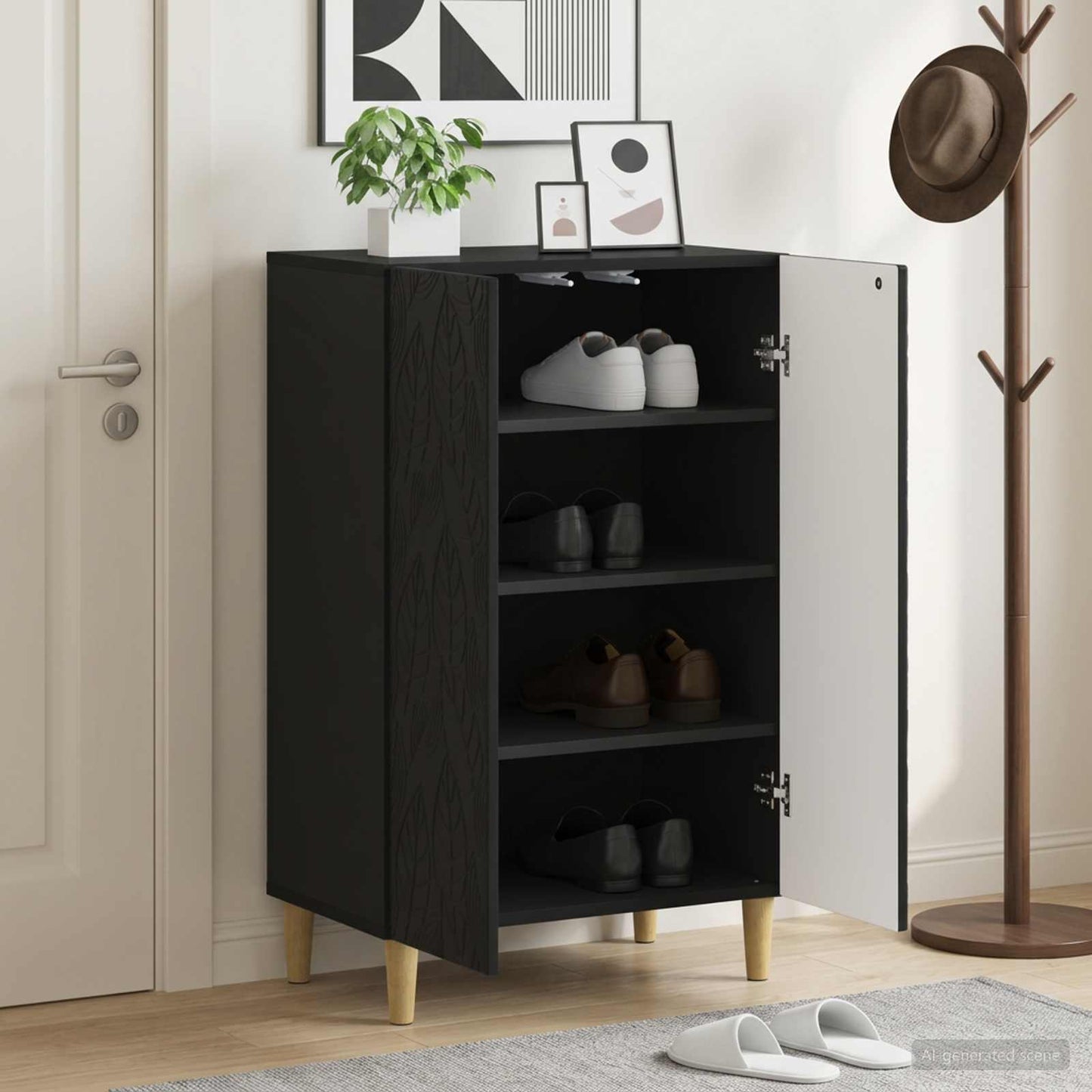 vidaXL Shoe Cabinet DELFT 59.5 x 39.5 x 90 cm Engineered Wood Black