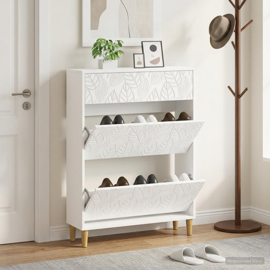 vidaXL Shoe Cabinet DELFT 78 x 24 x 103 cm Engineered Wood White