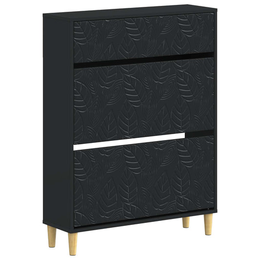 vidaXL Shoe Cabinet DELFT 78 x 24 x 103 cm Engineered Wood Black