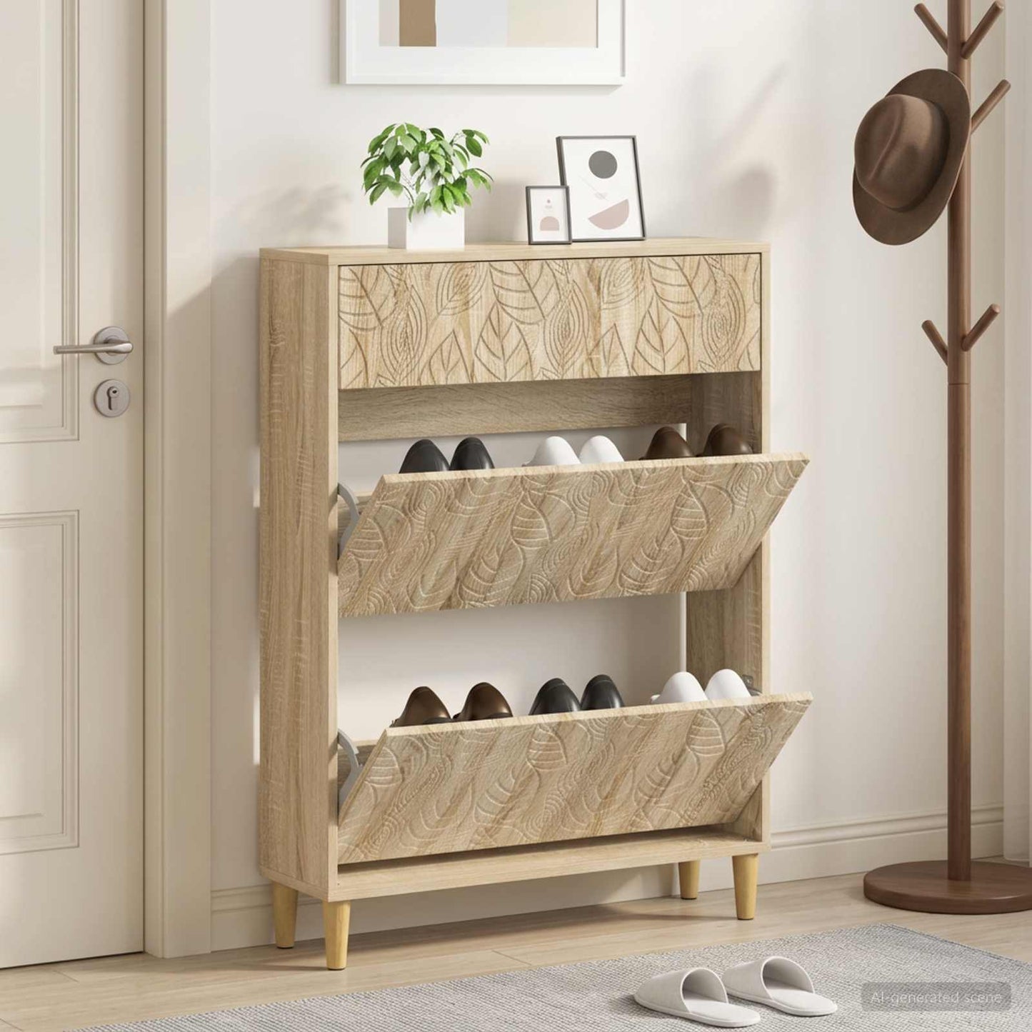 vidaXL Shoe Cabinet DELFT 78 x 24 x 103 cm Engineered Wood Sonoma Oak