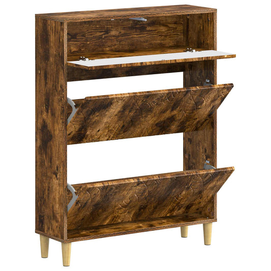 vidaXL Shoe Cabinet DELFT 78 x 24 x 103 cm Engineered Wood Smoked Oak