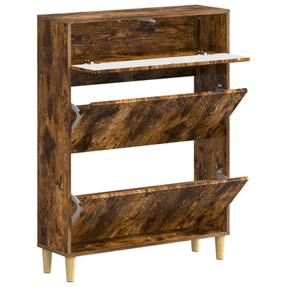 vidaXL Shoe Cabinet DELFT 78 x 24 x 103 cm Engineered Wood Smoked Oak